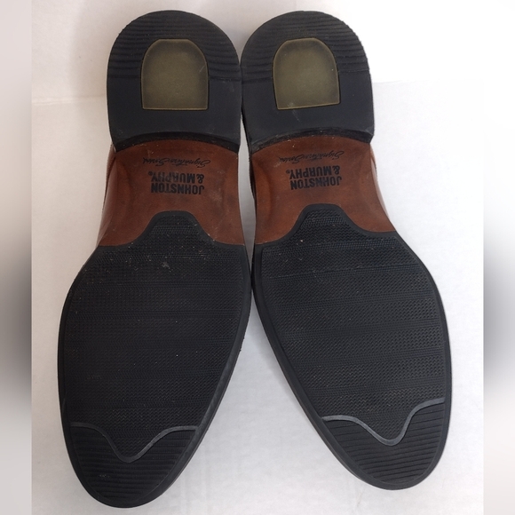 Johnston & Murphy Men's Brown Leather Lace Up Cap Toe Oxford Dress Shoes - Picture 9 of 12